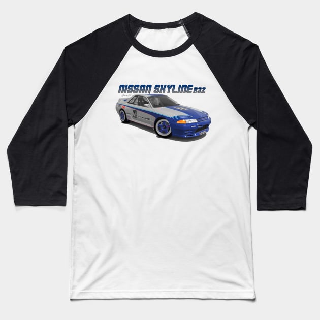 Nissan Skyline GT-R R32 Baseball T-Shirt by PjesusArt